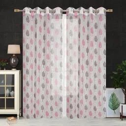 152.4 cm (5 ft) Tissue Semi Transparent Window Curtain (Pack Of 2)-24