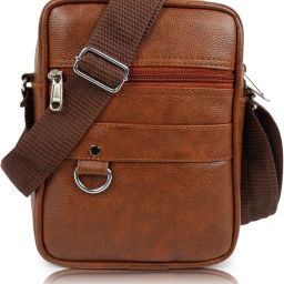 Tan Men Sling Bag Casual Synthetic Vegan Leather Travel Office Shoulder Crossbody Slingbag For Men-image-53