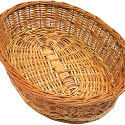 Bamboo Full Oval Shape Cane Wicker Baskets Flower/Fruit/Hamper Baskets, 15x10 in, Storage Basket-26
