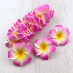 12 Pcs Artificial Pink Fake Foam Hawaii Frangipani Beach Floating Flowers Pink Frangipani Artificial Flower-27