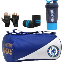 15 L Gym Duffel Bag - Gym Bag,Wrist Band, Bottle Gloves ll Gym kit for Men and Women - White-image-14