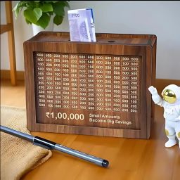 Wooden Money Saving Box | Cash Saver Money Box with Counting Target Coin Bank Coin Bank-image-29
