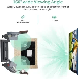 Moiz Diagonal Supports UHD-3D-4K Technology Universal Eyelets Type Projector Screen ( Projector Screen (Width 211 cm x 122 cm Height) image 3