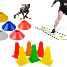 SPORTS & FITNESS Agility Ladder 4 Meter + 10 SPace Marker + 6 Cone 6inches High Football & Fitness Kit-picture-21