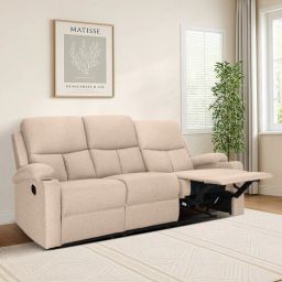 mintwud from pepperfry Wakizashi Fabric 3 Seater Manual Recliner in Beige Colour-picture-4