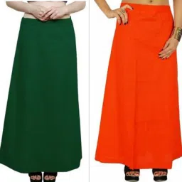 Gugaliya Bottle Green-Orange Pure Cotton Petticoat-image-34