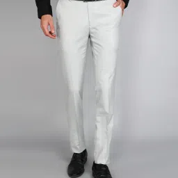 Men Slim Fit Grey Polyester Trousers-image-39