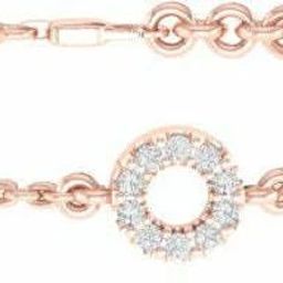 Diamtrendz Jewels Round Disk BIS Hallmarked Pure Gold Rose Gold 14kt Cubic Zirconia Bracelet-image-33