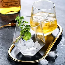 (Pack of 6) (370 ml) Diamond Crystal Hexagon Whiskey glasses for Scotch, Bourbon, Gin Glass Set Whisky Glass-image-10