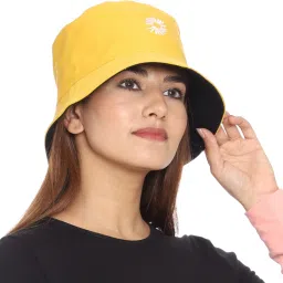 poshing Unisex Daisy flower Embroidered foldable cotton Reversible Bucket Hat beach hat-image-87