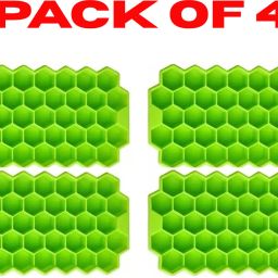 4 Pcs Soft Flexible Silicone Honeycomb Shape ice cube maker tray Moulds 37 Grids Green Silicone Ice Cube Tray-image-21
