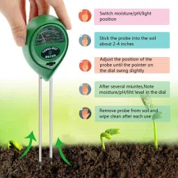 balrama Soil Tester Plant Moisture Meter Light and PH Tester for Garden Farm Lawn Plants 3-in-1 Soil Test Kit 3 in 1 Soil Moisture + Ph + Light Measurement PH Meter Pin-Type Analog Moisture Measurer image 5