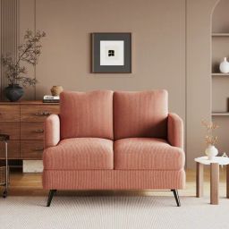 casacraft from pepperfry Weslin Corduroy Velvet 2 Seater Sofa In Peach Color-picture-44