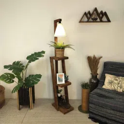 symplify Julia Wooden Shelf Floor Lamp with Wooden Shade & Brown Base-picture-17