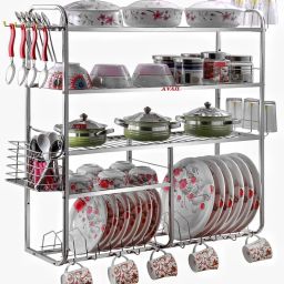 Utensil Kitchen Rack Kitchen Dish Rack | Plate Cutlery Stand | Kitchen Utensils Rack | Modern Kitchen Storage Rack Steel-image-59