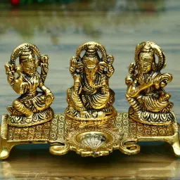 Laxmi Ganesh Saraswati With Diya Decorative Showpiece-19 cm-12