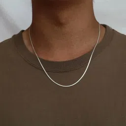 Stainless steel Herringbone Flat Snack Above Chest Neck Chain Necklace (2mm) Silver Plated Metal Necklace-image-28