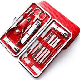 BEAUTY Manicure Pedicure Nail Tool Kit - 16pcs Stainless Steel with Leather Case-image-44