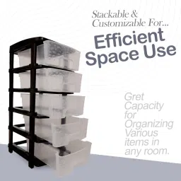 ashlas 5 Plastic Modular Drawer System for Home, Office,Standing Chest of Drawers PP Collapsible Wardrobe image 3