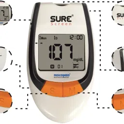 niscomed Sure screen Simple & Accurate Automatic Glucose Blood Sugar testing Machine Glucometer image 3