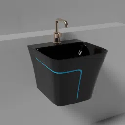 Designer Ceramic Shining Black Wall Hung Wash Basin for Bathroom & Living Room HB27 Wall Hung Basin-0