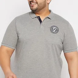 austivo Men Solid Polo Neck Cotton Blend Grey T-Shirt-picture-9