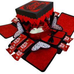 Explosion Box,Birthday Gift (12 KitKat with teddy box) Greeting Card Paper Gift Box-12