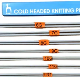 Knitting pins/Knitting Needles, Single Point Round Knob Aluminium (Length 25cm)- Set of 7 with neck needles (10 no.) Knitting Pin-18