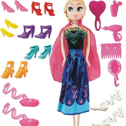 Beautiful Doll with Moveable Arms & Legs with Accessories - Shoes, Comb, Brush-57