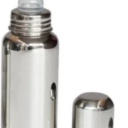 Infant Baby Feeding Steel Bottle With Silicon Nipple For Milk And Drinks 240ml- Stainless Steel-image-18