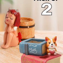 Book & Red Basket Girl Showpiece Combo – Pack of 2 Decorative Showpiece - 18 cm-image-50