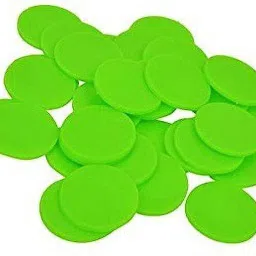 GREEN PLASTIC ROUND PLAIN TOKEN COIN, CHIPS FOR SHOP BOARD GAMES CRAFT & PROJECT-10