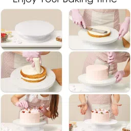 kirfiz Rotating Cake Turntable, Turns Smoothly Revolving Cake Stand Cake Decorating Kit Display Stand Baking Tools Accessories for Home Bakers Plastic Cake Server image 2