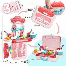 him tax Suitcase Briefcase 3 in 1 Plastic Portable Set with Carry Case Mini Play Set image 4