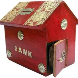 Beautiful Red color wooden money bank for kids with 2 keys . Coin Bank-picture-47