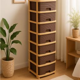 7 Brown Plastic Storage Drawers Large Stomo Box Vanity Box-image-11