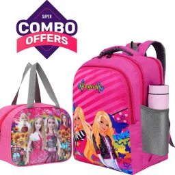 BARBIE school and lunch bag For 1st std-5th std (Pink, 30L) Waterproof Waterproof School Bag-image-89