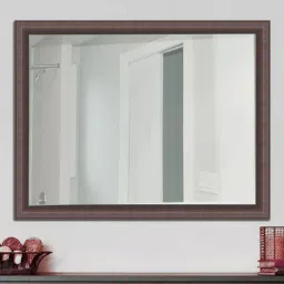elegant arts and frames Synthetic Wood Rectangle Wall Mirror in Brown Colour-picture-3