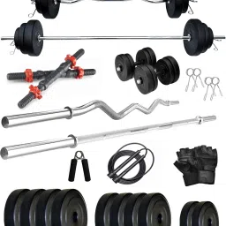 20 kg 60kg PVC weight with 3ft Curl Rod, 5ft Straight Rod and Accessories Home Gym Combo-image-10