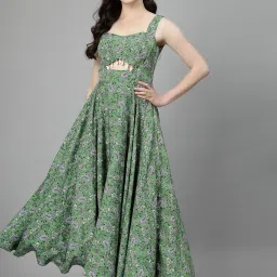 Women Fit and Flare Green Maxi/Full Length Dress-image-66