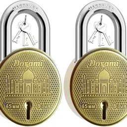 Dorami Lock Set | 65mm Round | Double Lock | Strong Steel | 2 Padlock-24
