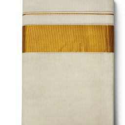 Chithra Fabrics 100% Cotton | 2'Inch Kerala Kasavu bordered 4.00'Meter Mundu Solid Men Dhoti-image-66
