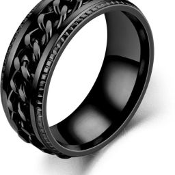 Black stylish ring Stainless Steel Silver Plated Ring-image-62