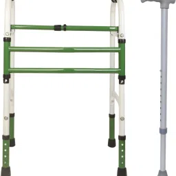 *Portable Light Weight Height Adjustable Foldable Walking Stick(Green,grey) Walking Stick-22