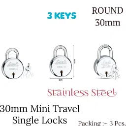 ROUND 30mm 4 Levers ! Link LocK ! Hardened Shackle ! 3 Keys @ 3 Pcs. Packing Lock-image-12
