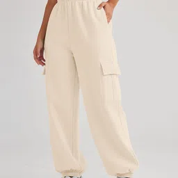 q-rious Women Relaxed Beige Cotton Blend Trousers-picture-8