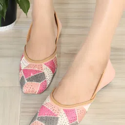 Women Peach Slip-On Ethnic Mojaris Jutis For Women-image-14