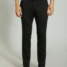 Men Tapered Black Viscose Rayon Trousers-image-4