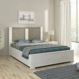 spacewood Kosmo Alaska Queen Size Bed in High Gloss White Finish with Hydraulic Storage-picture-18
