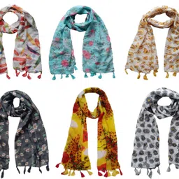 narnari Printed Chiffon Women Multicolor Scarf, Stole-picture-3